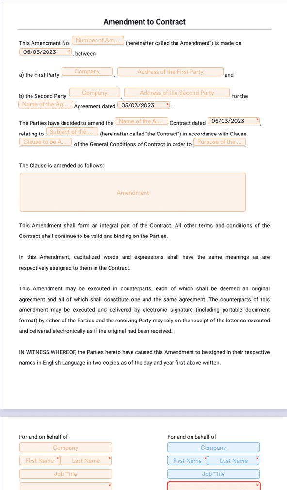 Amendment To Contract Template Sign Templates Jotform 5122