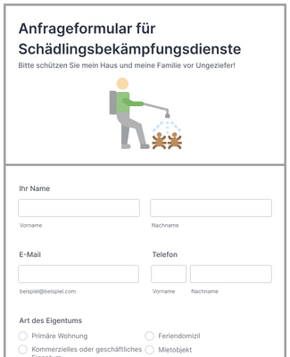 Form Templates: Anfrageformular Für Schädlingsbekämpfungsdienste