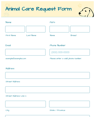 Animal Care Request Form Template | Jotform