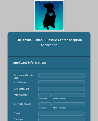 Animal Shelter Adoption Application Form