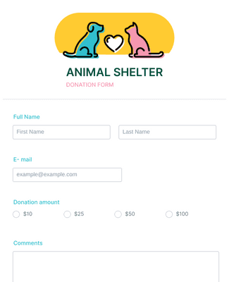 Form Templates: Animal Shelter Donation Form