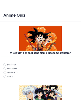 Form Templates: Anime Quiz