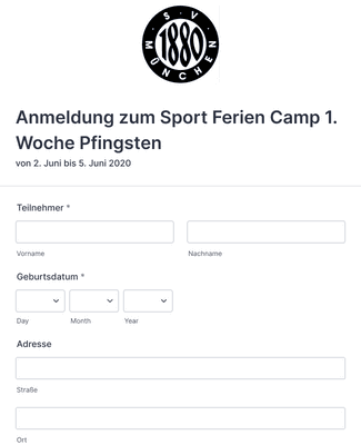 Form Templates: Anmeldeformular für Sport Feriencamp