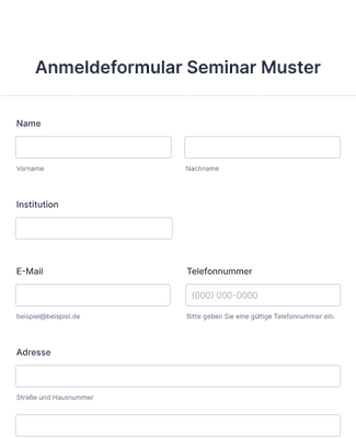 Form Templates: Anmeldeformular Seminar Muster