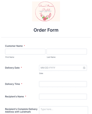Anne's Flowers Order Form