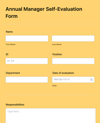 Form Templates: Annual Manager Self Evaluation Form 