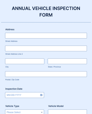 Form Templates: Annual Vehicle Inspection Form