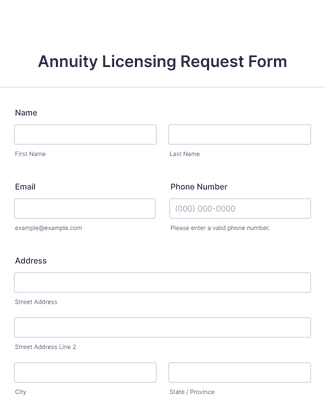 Form Templates: Annuity Licensing Request Form