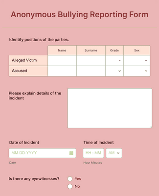 Anonymous Bullying Reporting Form