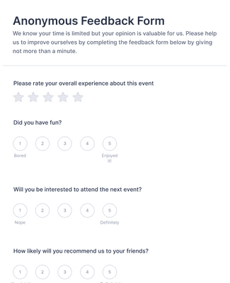 Anonymous Feedback Form Template Jotform