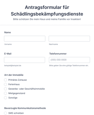 Form Templates: Antragsformular Für Schädlingsbekämpfungsdienste