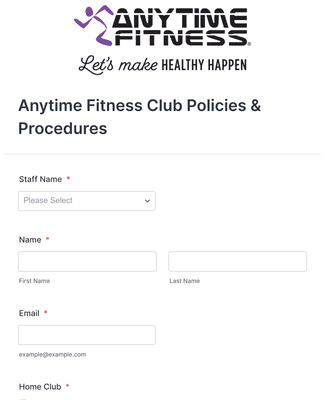 Anytime Fitness Club Policies & Procedures Form Template | Jotform