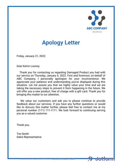 Apology Letter