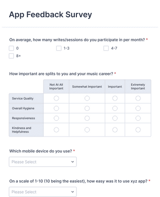 App Feedback Survey Form Template | Jotform