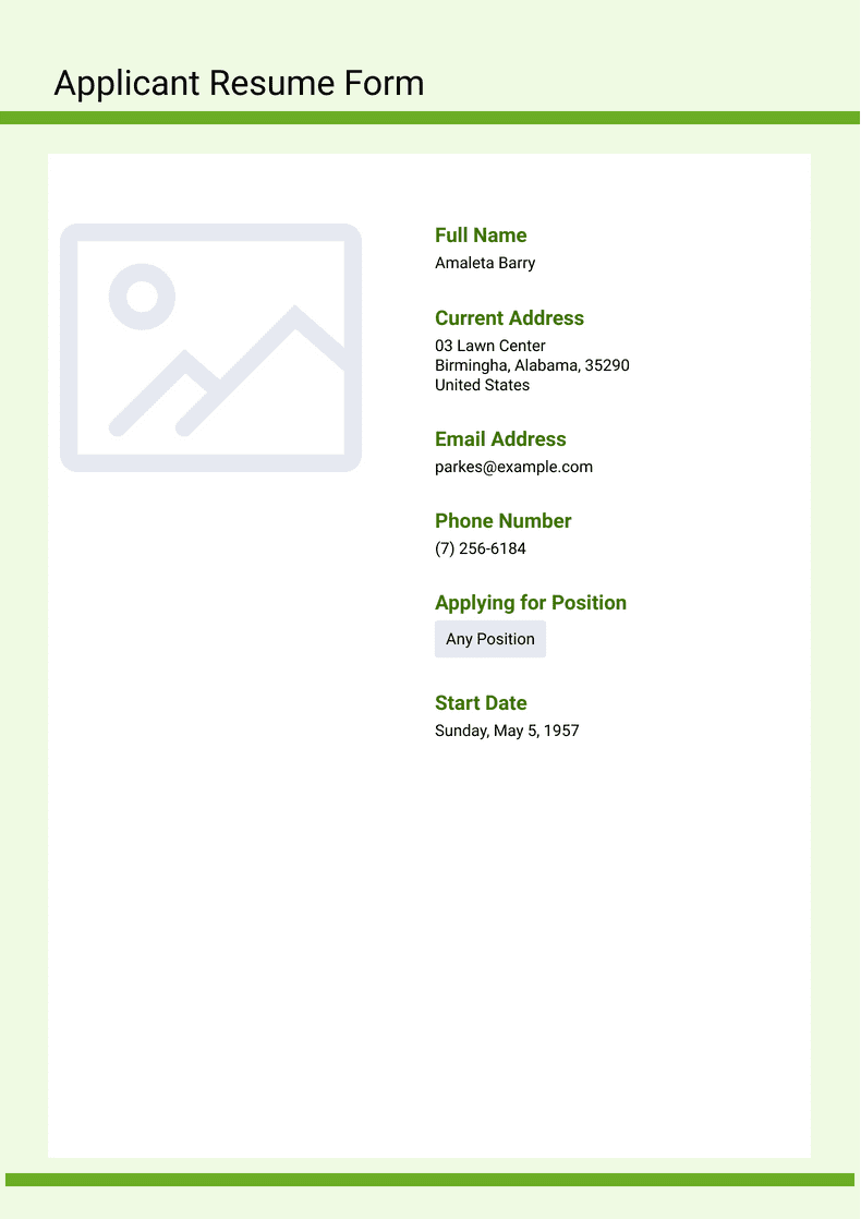 Applicant Resume