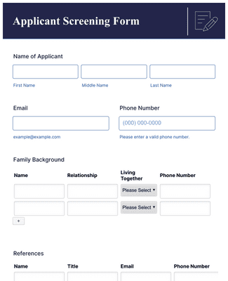 Form Templates: Applicant Screening Form