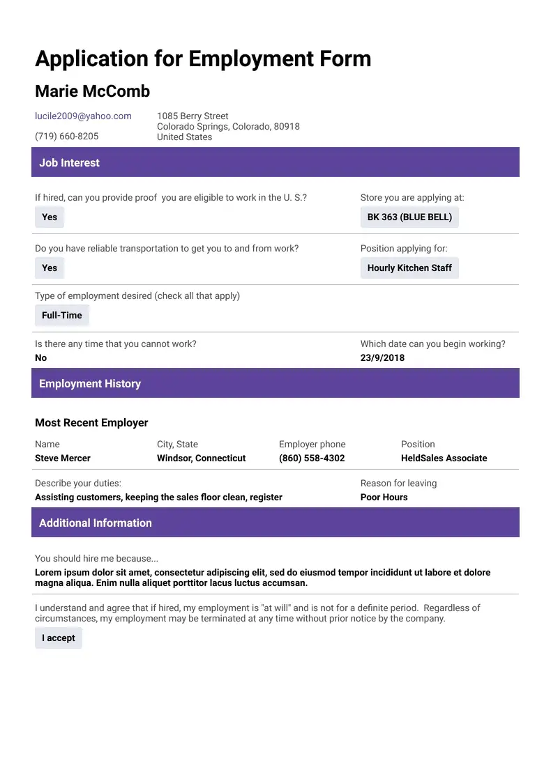 Employment Application Templates - PDF Templates | Jotform
