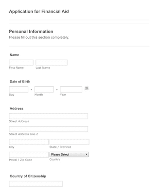 Application for Financial Aid Form Template | Jotform