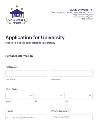 University Application Form
