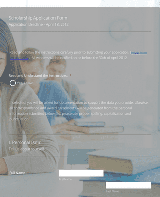 Online Scholarship Application Form Template | Jotform