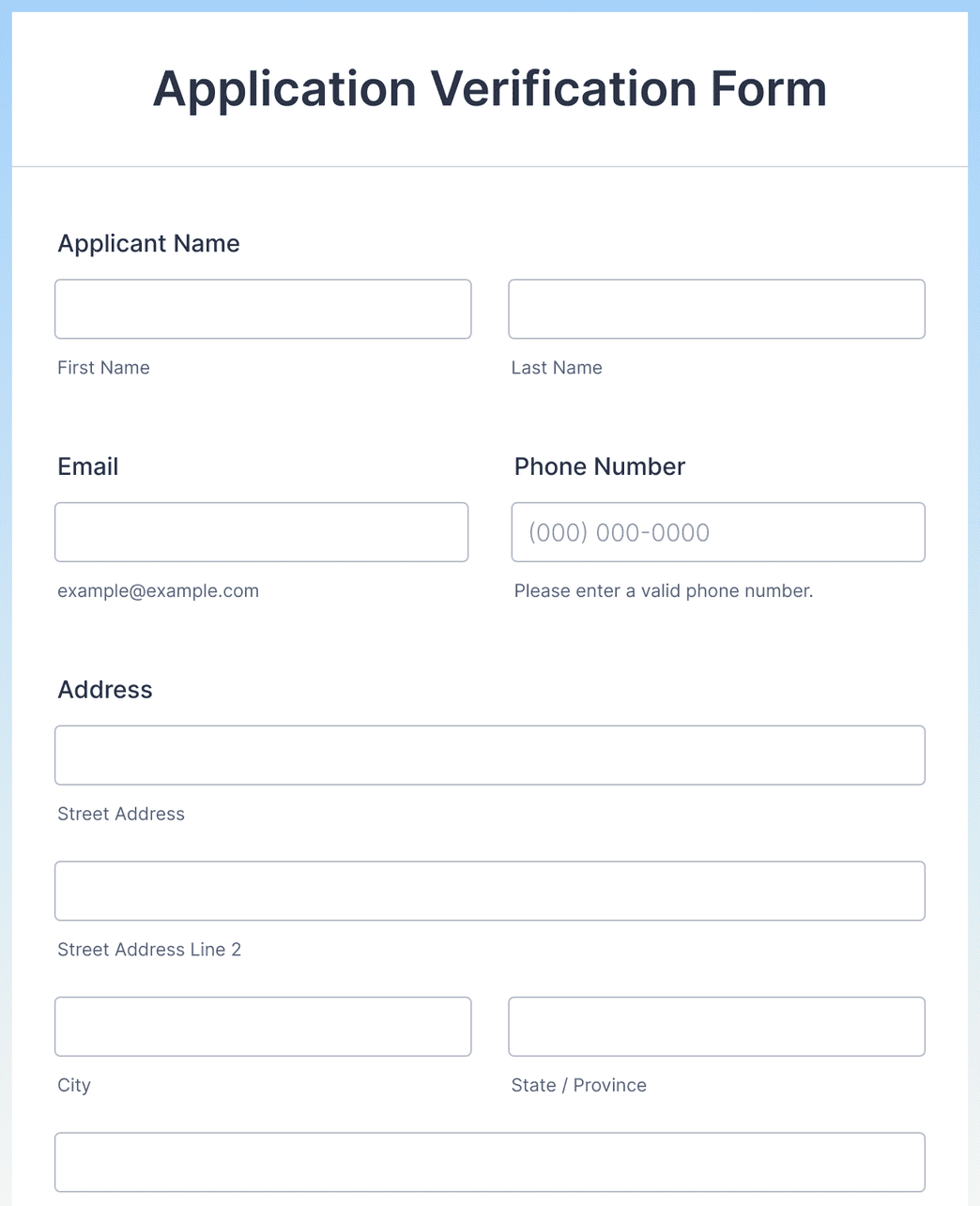 Application Verification Form Template Jotform