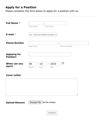 Apply for a Position Form Template | Jotform