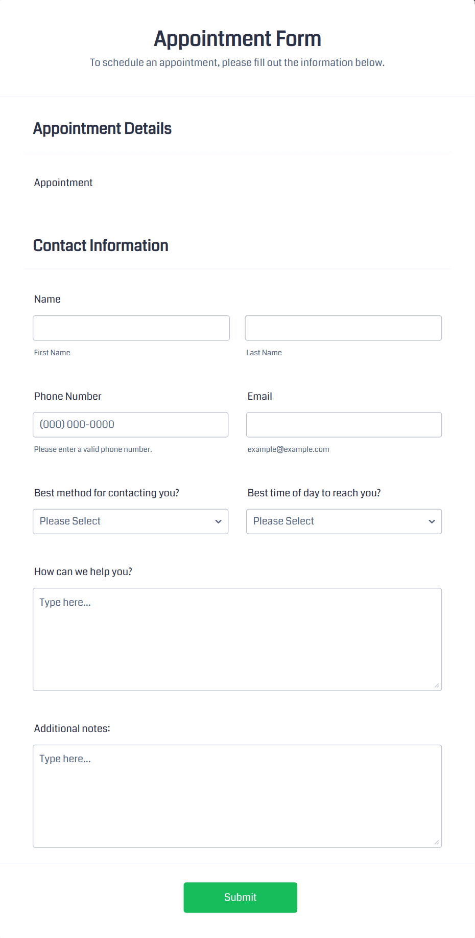 Template appointment-form