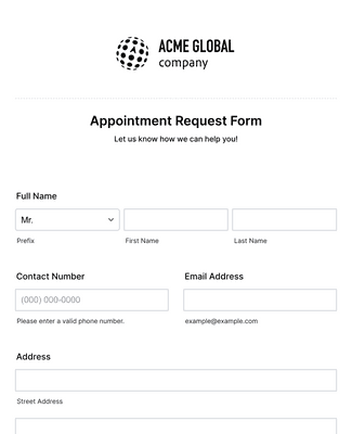 Template appointment-request-form