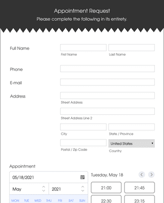 Appointment Request Form - White and Responsive