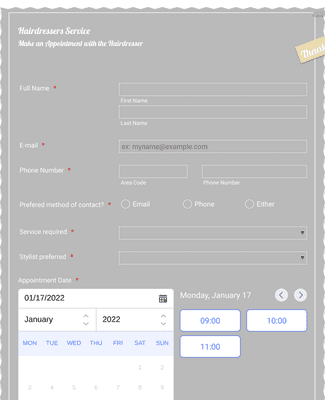Form Templates: Hairdressers Appointment Request Form
