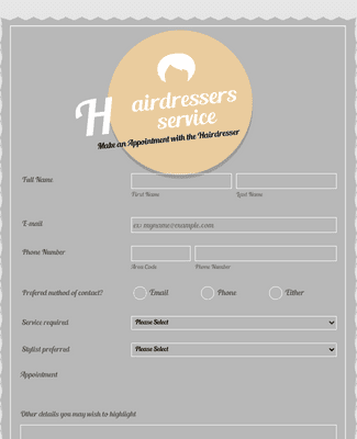 Form Templates: Appointment Request Hairdressers Form
