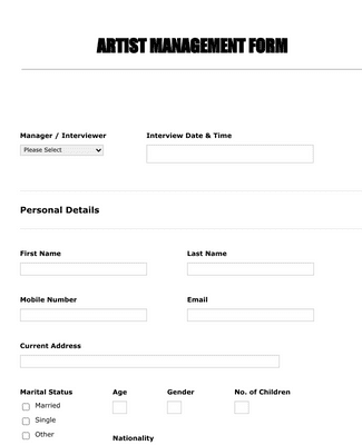 Artist Management Form Template Jotform