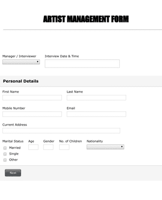 Artist Management Form Template Jotform