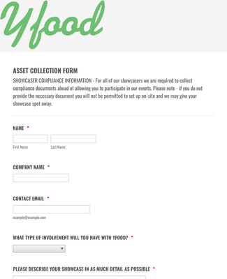 ASSET COLLECTION FORM - SHOWCASER COMPLIANCE Form Template | Jotform