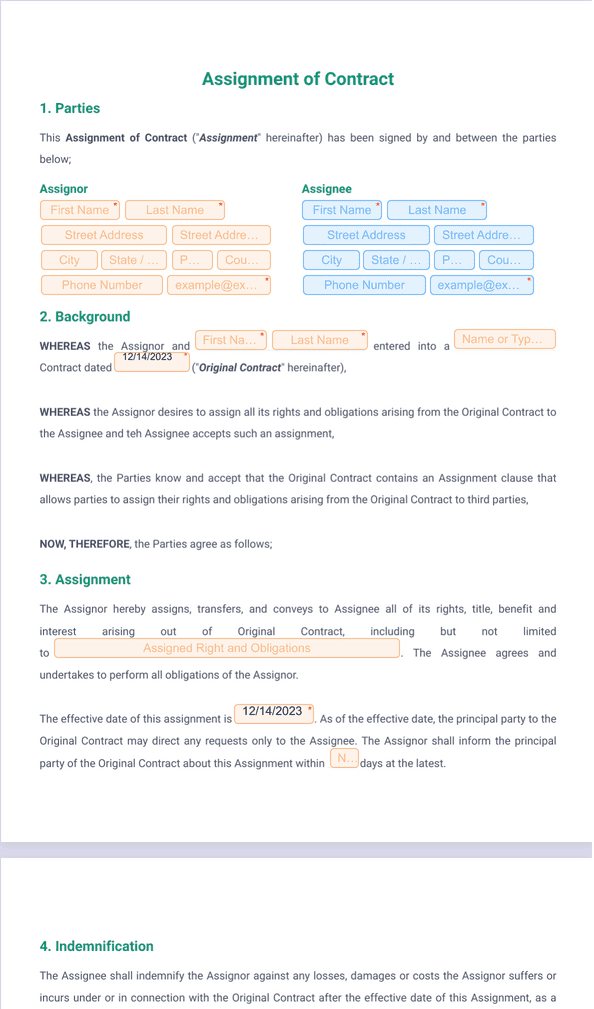 assignment provision contract