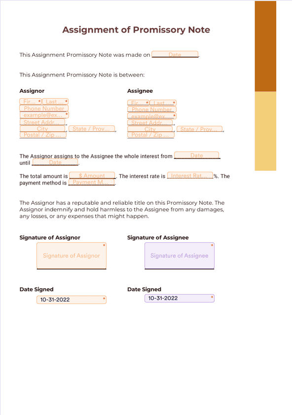 assignment of promissory note