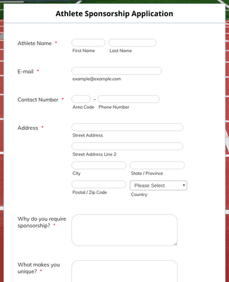 Athlete Sponsorship Application Form