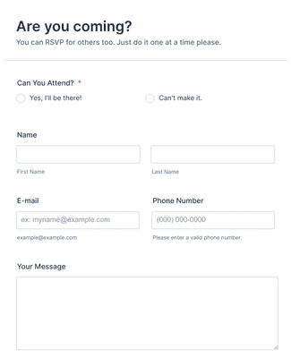 RSVP Form Template Jotform