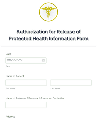 Form Templates: Authorization for Release of Protected Health Information Form