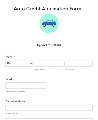 Auto Credit Application Form