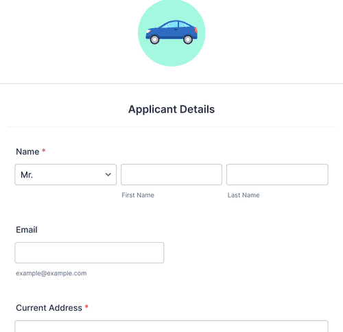 Form Templates: Auto Credit Application Form