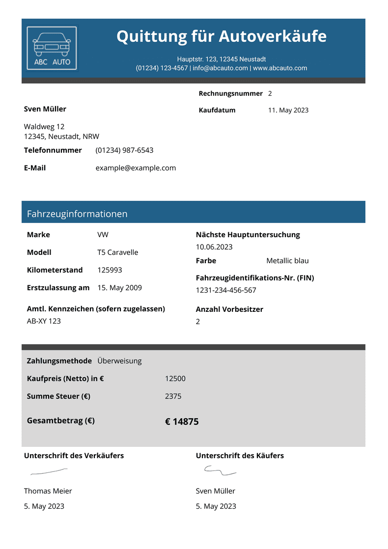 Gebrauchtes Auto Anmelden
