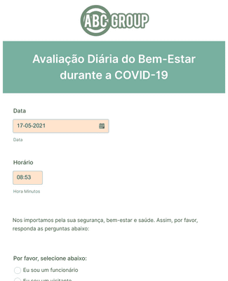 Form Templates: Formulário de Avaliação Diária do Bem Estar durante a COVID 19