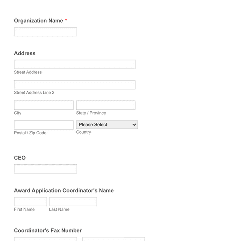 Organizational Award Application Form Template | Jotform