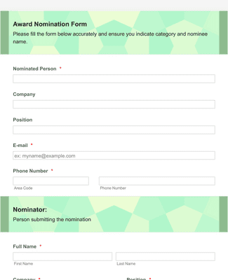 Awards Nomination Form Template | JotForm