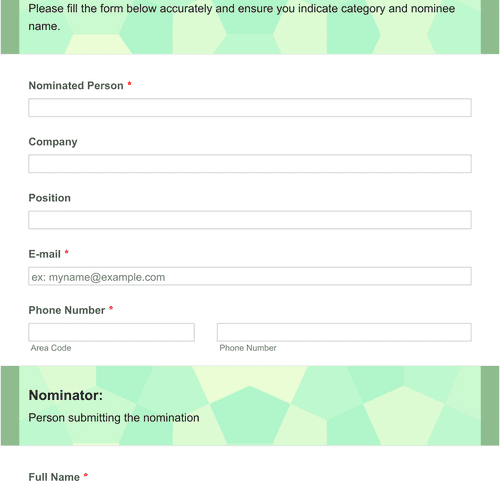 Organization Awards Nomination Form Template | Jotform