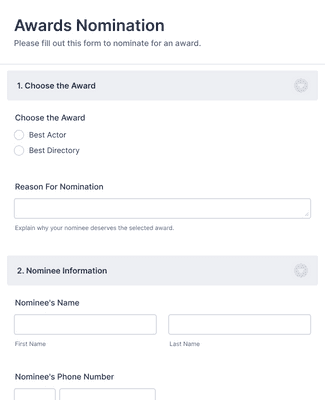 Award Nomination Form Template Jotform