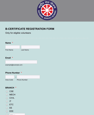 B-CERTIFICATE ONLINE Form Template | Jotform