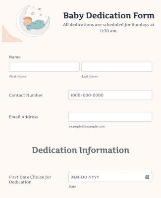 Baby Dedication Form Template | Jotform