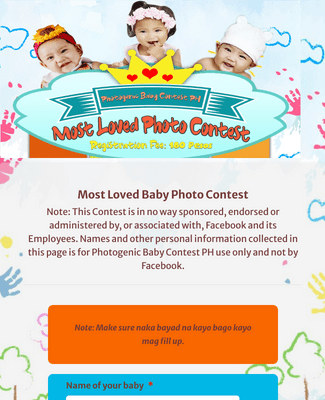 Baby Photo Contest Registration Form